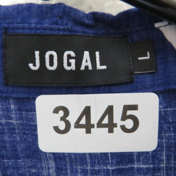 JOGAL* Men's Short Sleeve Button Down Curved Hem Semi-Sheer BOHO Shirt~ Large - Picture 3 of 9